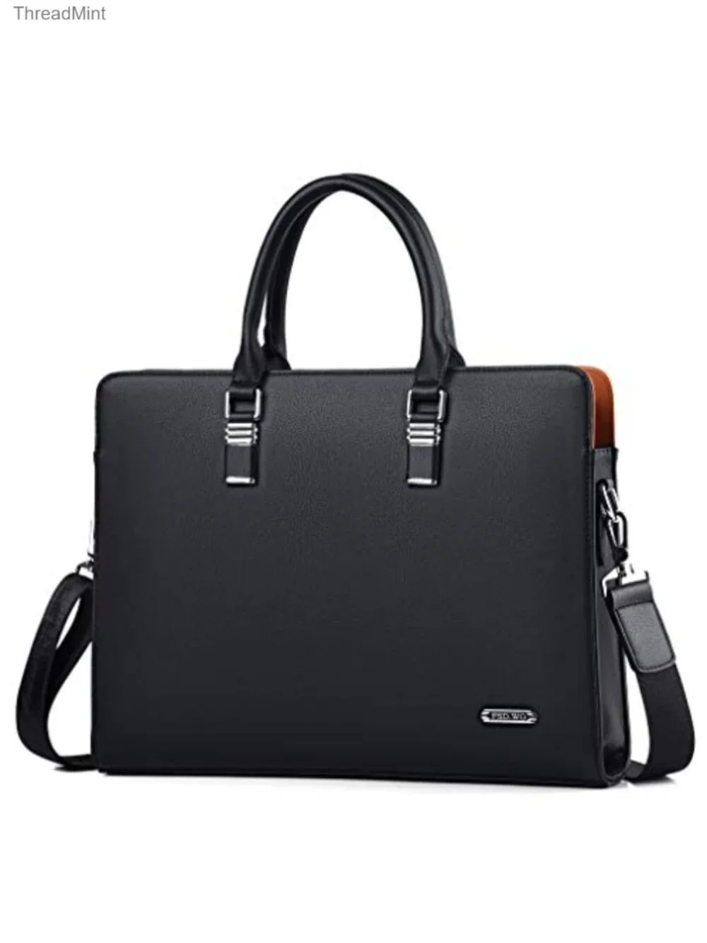Leather Briefcase Laptop Business Bag Shoulder Strap Padded Handles